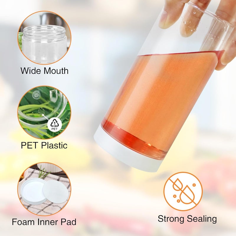 PeacePeo 24 Pcs Plastic Jars, 16 OZ Plastic Jars with White Lids Clear Airtight Slime Containers Refillable Round Empty Storage Containers Jar for Kitchen & Household Dry Food Storage - Image 3